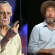 Stan Lee accepting an award on stage, and Bob Ross getting ready to paint something on television.